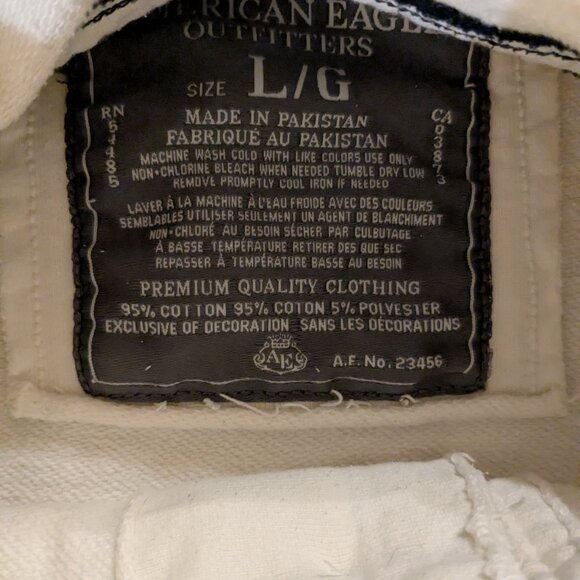 American Eagle Henley Button Pullover Hoodie Sz Large VTG Y2K Skater White Thick - Picture 7 of 11